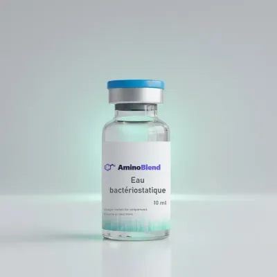Flacon en verre de 10 mL d'eau bactériostatique, capsule bleue