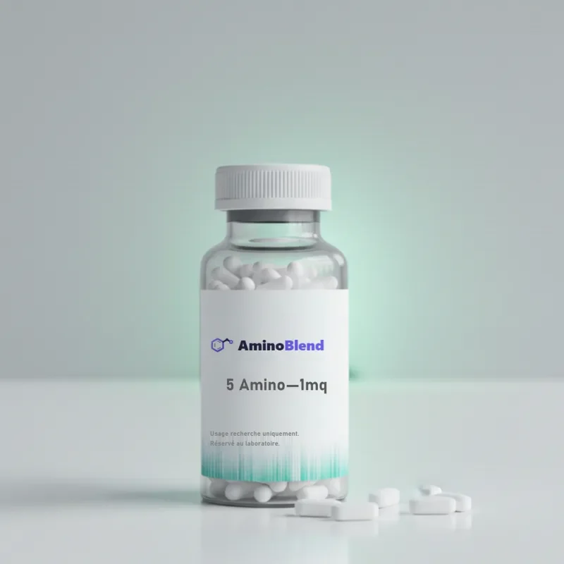 30 gélules de 5-Amino-1MQ, capsule bleue, sur fond clair