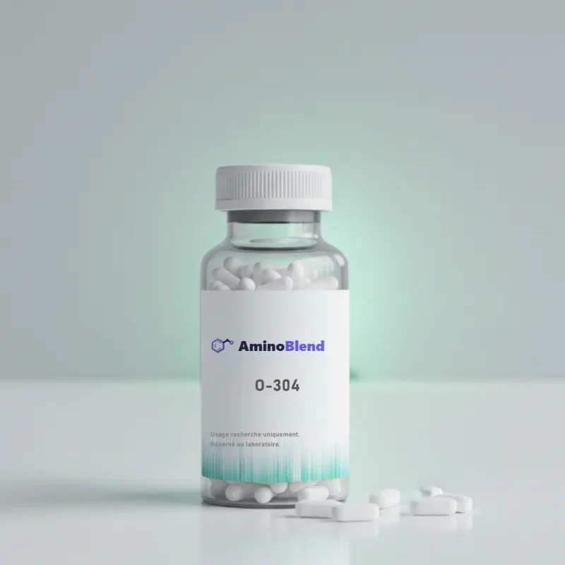 3 g de poudre de O-304 en poudre lyophilisée, capsule bleue, sur fond clair